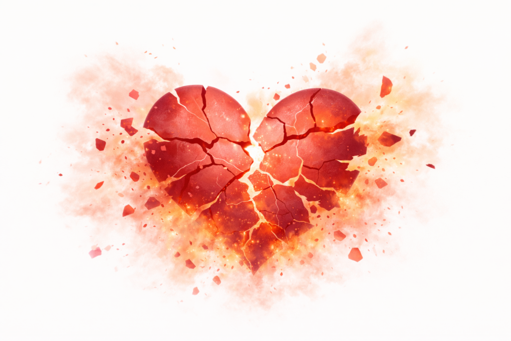 砕け散るハートのイラスト