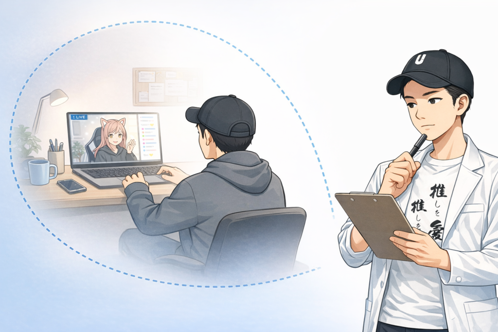 自分を客観的に観察している様子。