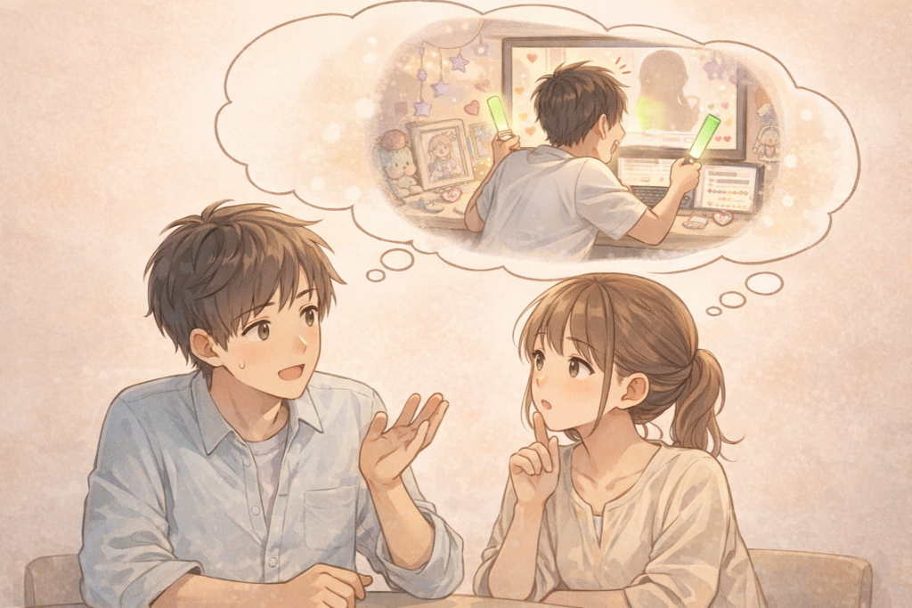 最近見かけなくなったガチ恋勢を思い出す2人のファン。